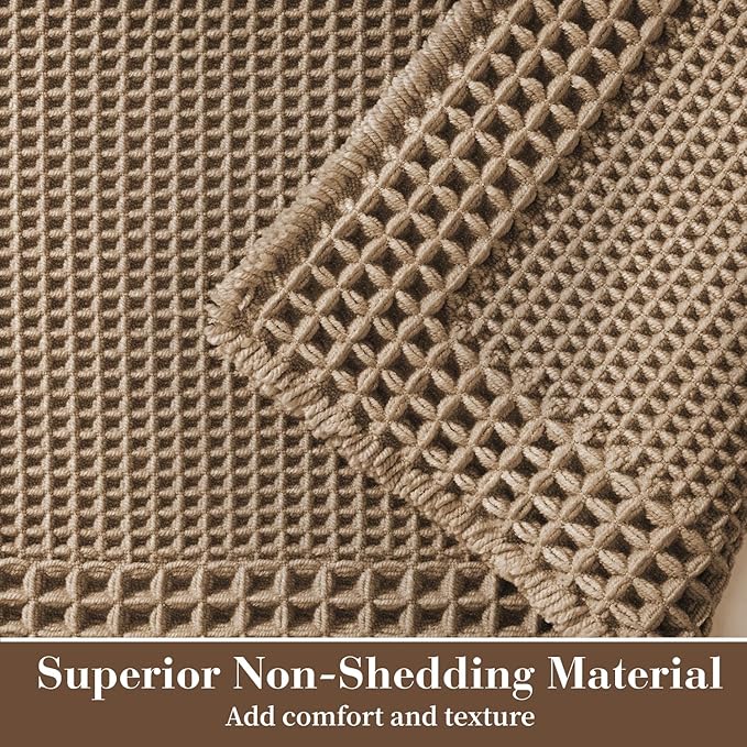RESARE Waffle Bath Mat for Bathroom, Non Slip Bathroom Rugs 20"x32" Brown | - Image 2