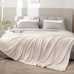 BEDELITE Fleece Blanket Soft Plush King Size Bed Blanket Beige 108"x90" | Ultra - Image 8