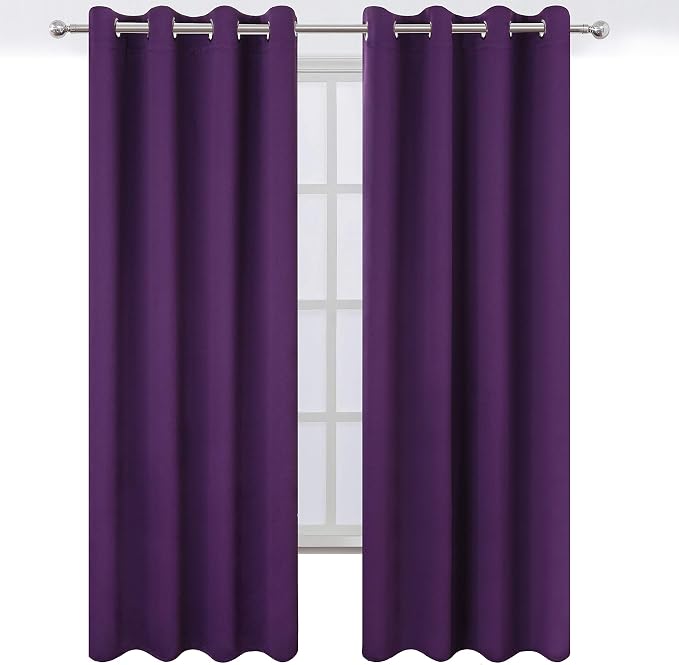 Blackout Curtains 66 x 95 inch/Purple Curtains Set of 2 Panels/Thermal - Image 2