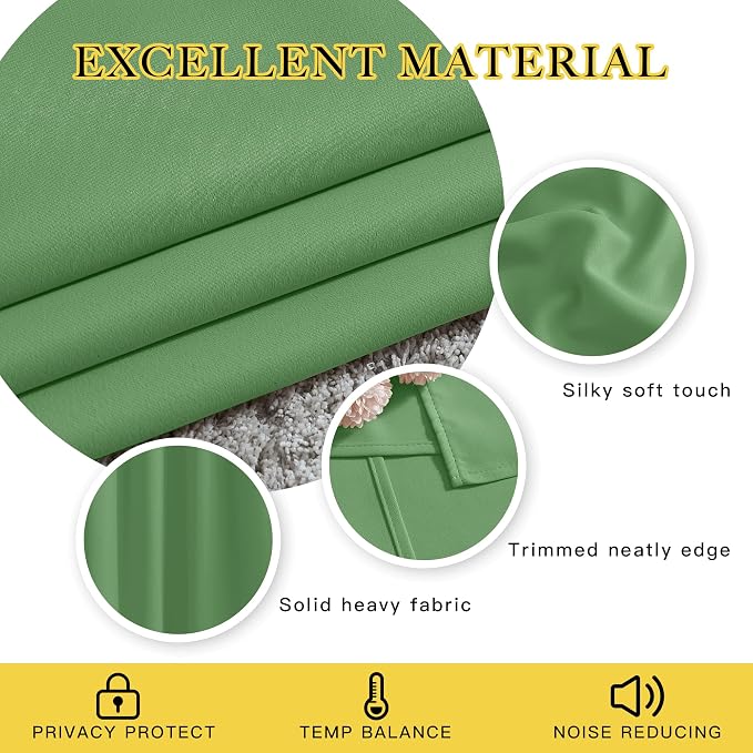 NICETOWN Blackout Forest Green Curtains 84 inches Long, Grommet Room Darkening - Image 4