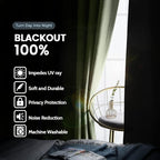 SimpleHome Sage 100% Blackout Curtains Room Darkening Living Room 72 Inch | - Image 3
