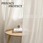 RYB HOME Farmhouse Boho Linen Sheer Curtains 90 inches Long - Image 3