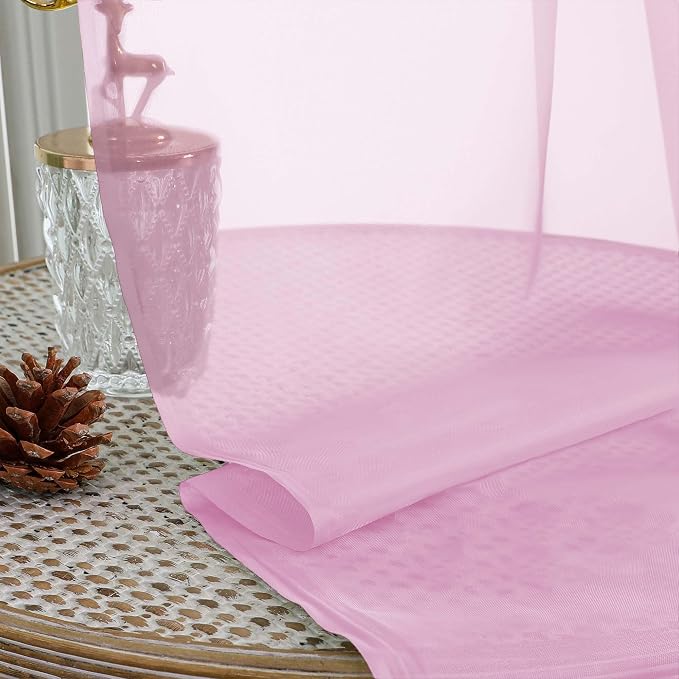Light Pink Sheer Curtains 84 Inches Long 2 Panels Set, Light Filtering Sheer - Image 2