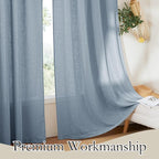 RYB HOME Linen Semi Sheer Kitchen Curtains Over Sink 36 inches Length | Light - Image 5