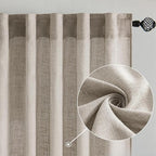 MIULEE Burlywood Birch Linen Curtains 52x108 Inch Long 2 Panels - Image 2