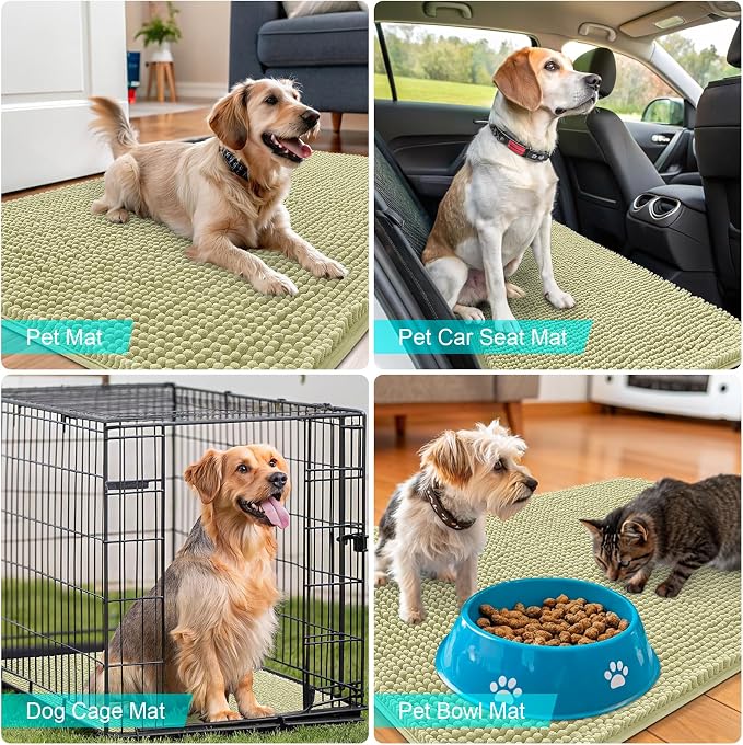 OLANLY Dog Door Mat for Muddy Paws 34x21, Super Absorbent Chenille Mud Mat | - Image 7