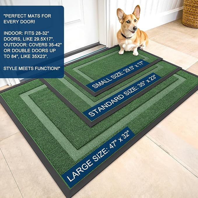 OLANLY Front Door Mat Outside 35x23, All-Season Heavy-Duty Rubber Doormat | - Image 3