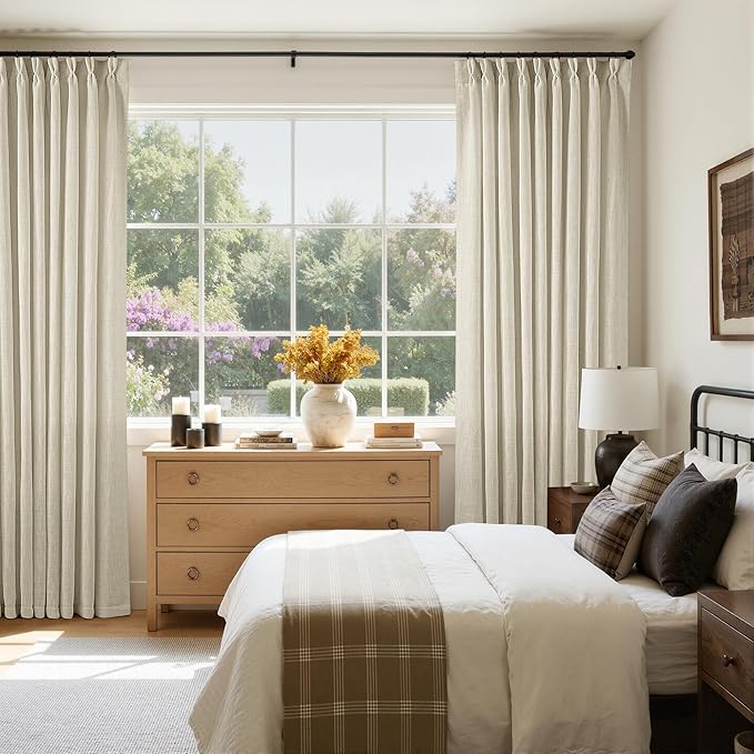 60 Inch Width 120 Inches Long Linen Pinch Pleat Curtains 1 Panel | Light - Image 7