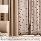 MIULEE Chocolate Brown Sheer Curtains 2 Panels Leaf Patterned, W52 x L63 | - Image 7