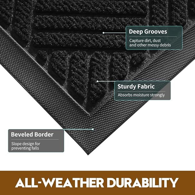 Front Door Mat, Heavy Duty Waterproof Doormat 73"x46", Stain Fade Resistant - Image 2