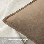 MIULEE Decorative Linen Lumbar Pillow Covers 12x20 Inch Khaki | Boho Farmhouse​ - Image 2