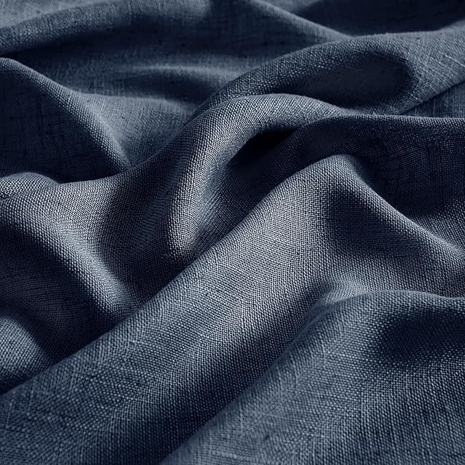 MIULEE Navy Blue Linen Curtains 52x54 Inch 2 Panels - Image 4
