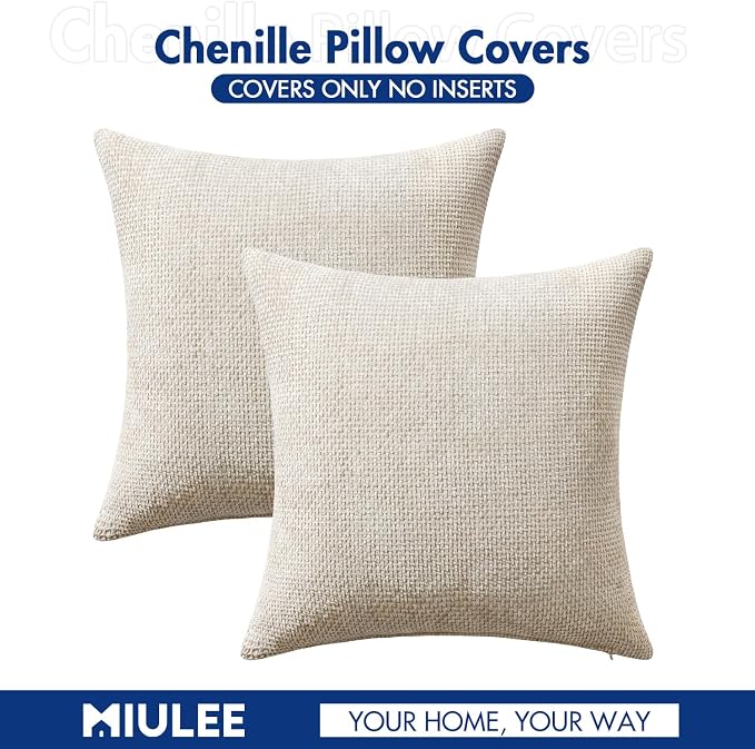 MIULEE Decorative Couch Throw Pillow Covers 20x20 Inch Neutral Beige 2 Pack | - Image 7