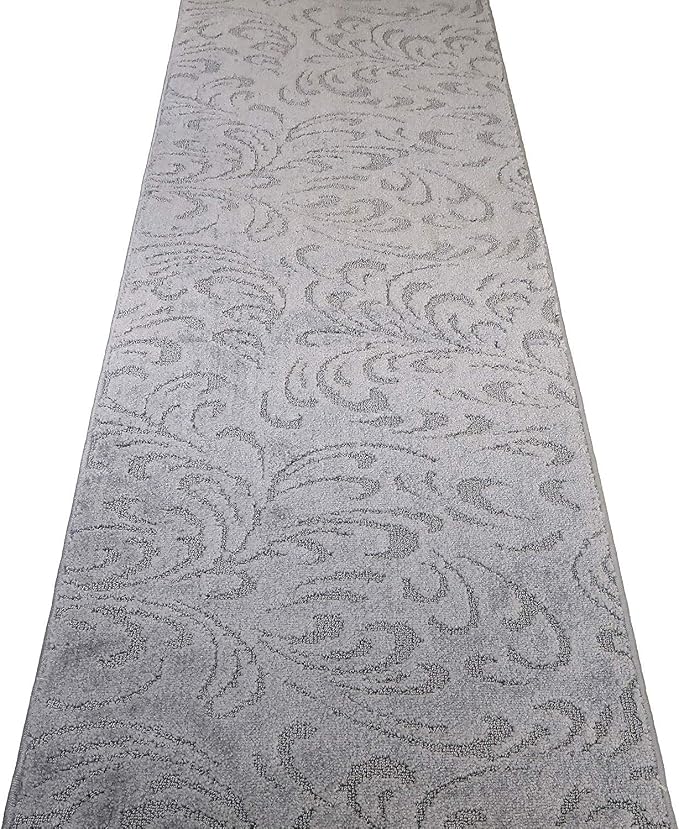 Custom Length Hallway Runner Rug, Slip Resistant, Floral Grey, 26 Inch X 22 feet - Image 6