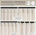 Natural Linen Blend Semi Sheer Curtains 94 Inches Length 2 Panels Set - Image 5