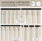 Cream Beige Pleated 92 Inch Boho Curtains - Image 4