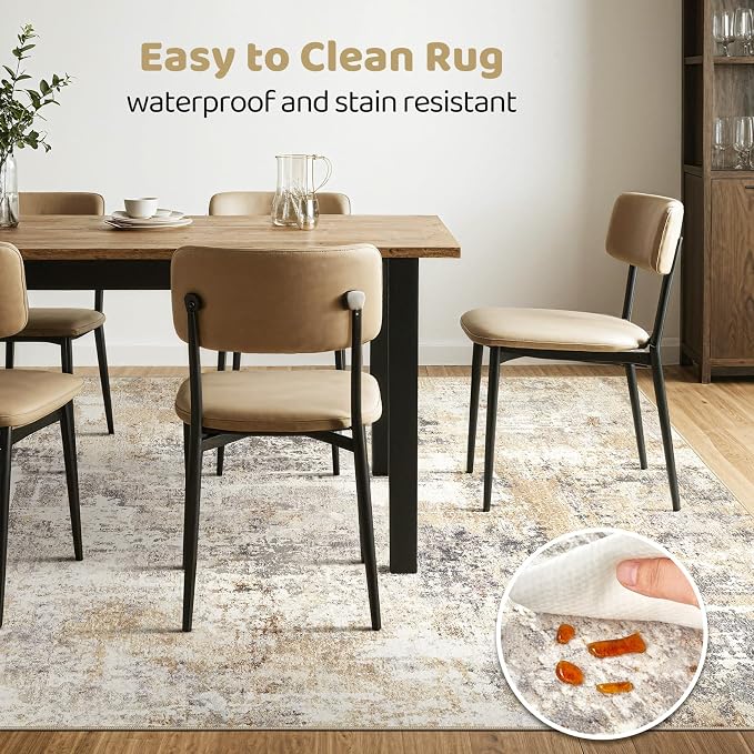 LOONGRUG 5x8 Area Rug Washable Neutral Modern Abstract Living Room Rugs | Soft - Image 6