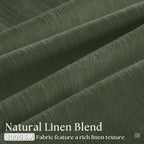 Farmhouse Linen Blend Pleated Olive Green Curtains 102 Inches Long 2 Panels | - Image 3