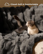 Ultra Soft Cozy Faux Fur Throw Blanket-Fuzzy Plush Thick Bubble Blanket - Image 3