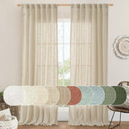 Light Filtering Linen Curtains 102 inches Long, Semi Sheer Panels | Linen by LAMIT