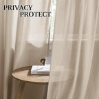 RYB HOME Linen Semi Sheer Curtains - Image 3
