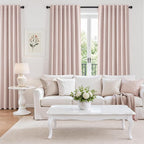 Topfinel Elegant Blush Pink 102 Inch Curtains 100% Blackout Linen Textured - Image 6