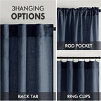 MIULEE Navy Blue Linen Curtains 52x63 Inch 2 Panels - Image 3