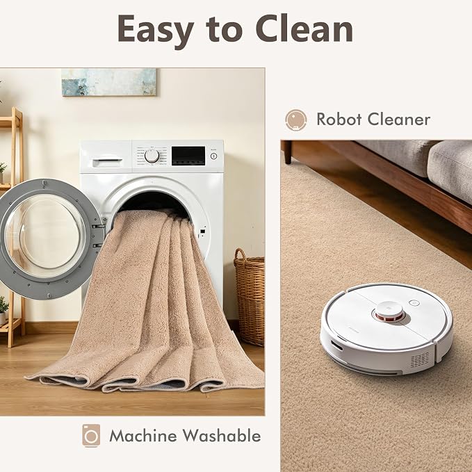 2x3 Beige Solid Area Rug Washable Non-Slip Soft - Image 7