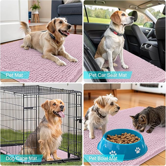 OLANLY Dog Door Mat for Muddy Paws 47x20, Super Absorbent Chenille Mud Mat | - Image 7