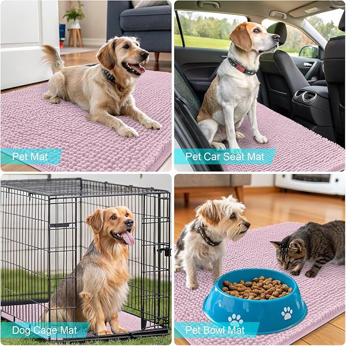 OLANLY Dog Door Mat for Muddy Paws 34x21, Super Absorbent Chenille Mud Mat | - Image 7