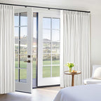 Beige White Pinch Pleated 100% Blackout Linen Curtains W60xL102 1 Panel | Black - Image 7