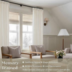 98 Inch Long Curtains Pinch Pleat Linen Curtains 2 Panels Natural | Light - Image 2