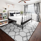 8x10 Area Rugs for Living Room, Fluffy White and Grey Geometric Bedroom Rug | - Image 6