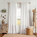 MYSKY HOME Floor to Ceiling Curtains 120 Inches Long White Semi Sheer Window - Image 2
