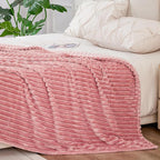 BEDELITE 3D Ribbed Jacquard Pink Blankets Queen Size - Image 6