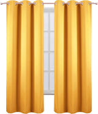 Yellow Blackout Curtains 34 x 84 Inches Long/Set of 2 Curtain Panels/Thermal - Image 2