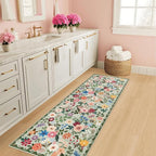 PLHXFR 2x6 Washable Runner Rug：Floral Indoor Kitchen Soft Carpet Green | - Image 5