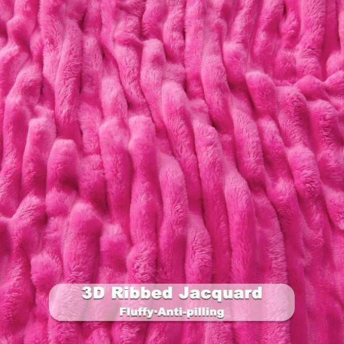 NEWCOSPLAY Fleece Ribbed Cozy King Blanket - Image 5