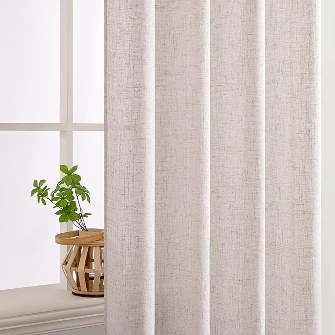 MIULEE Natural White Linen Curtains 52x108 Inch - Image 5