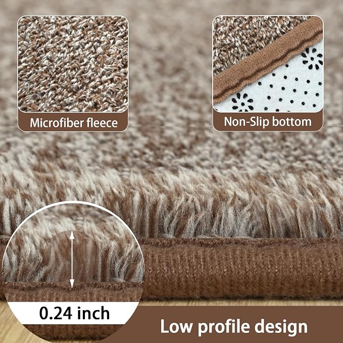 6x9 Area Rugs for Living Room Non Slip Dorm Bedroom Rug, Matte Brown | Modern - Image 6