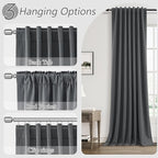 Blazer Grey 100% Blackout Linen Curtains 120 Inch Length 2 Panels Set - Image 6