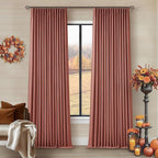 Terracotta 100% Black Out Pinch Pleat Linen 108 Inch Curtains | Black Out by Twodrapes