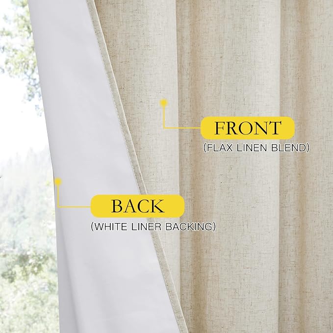 NICETOWN Natural 100% Blackout Short Curtains 63 inches Lenghth Burg - Image 6