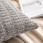 MIULEE Lumbar Corduroy Decorative Throw Pillow Covers 12x20 Light Grey | Pack - Image 5