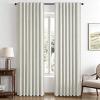 MIULEE 100% Blackout Linen Curtains 42 x 63 Inch Light Beige 2 Panels | Thermal by MIULEE