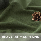Olive Green Blackout Curtains 84 Inches Long 2 Panels Linen Boho Black Out Dark - Image 3
