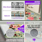 Floral Hallway Runner 2x10 Green Carpet Kitchen Rug | Ultra-Thin Soft - Image 4