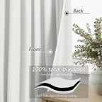 White 100% Blackout Linen Curtains 96 Inch Length 2 Panels Set - Image 4