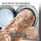 ORINOVA Beige Furry Washable Faux Sheepskin Fur Rug - Image 9