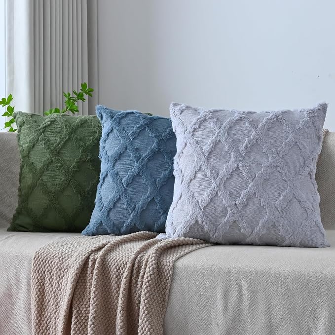 Set of 2 Soft Moroccan Throw Pillow Covers 16x16 Inch Plush Boho Decorative - Image 6